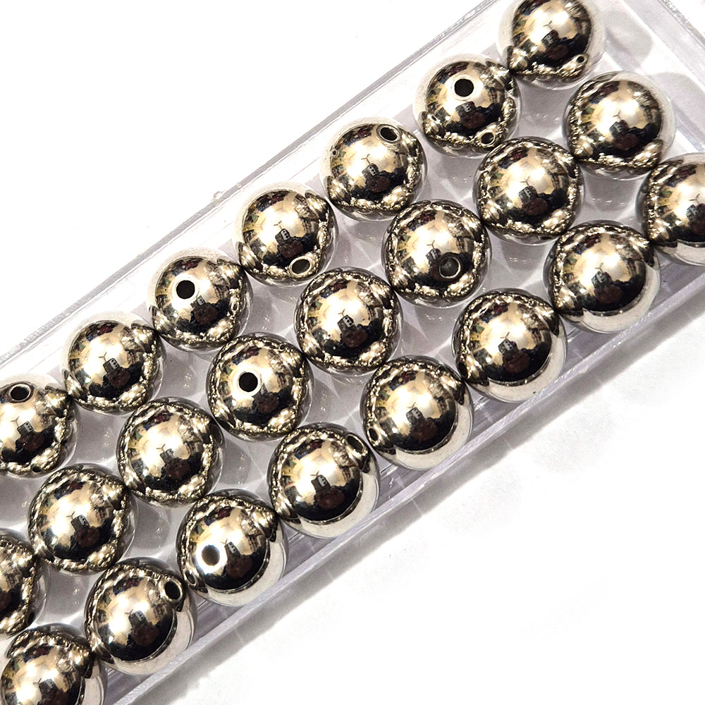 50 grams, 14mm, pack ccb beads acrylic base silver metallic round beads