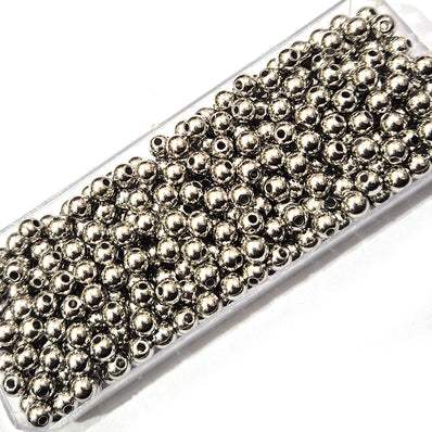 50 grams pack, 6mm round acrylic silver metallic beads