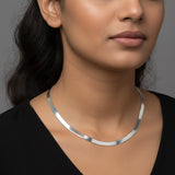 4mm Flat Liquid Silver Herringbone Chain | Tarnish Resistant & Hypoallergenic