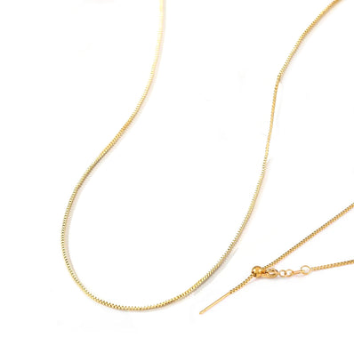 1mm Gold Box Chain Necklace with Adjustable Pin Slider – Tarnish Resistant Jewelry for Pendants – 18K Gold Plated Versatile Chain