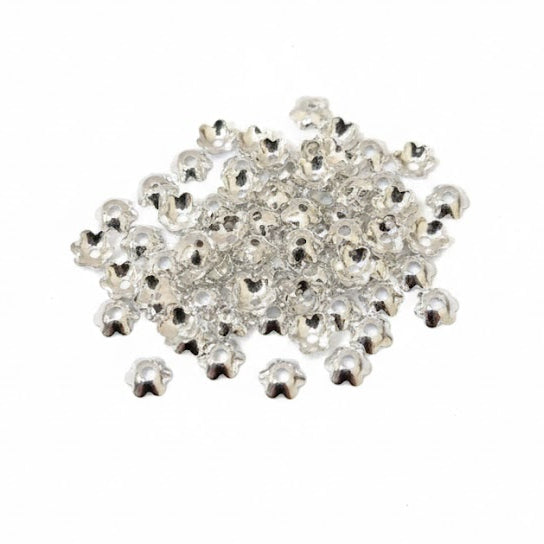 500pcs, 6mm Silver Flower Bead Caps – Tarnish Resistant Floral Spacers for Jewelry Making – 500pcs Bulk Decorative End Caps for DIY Beading