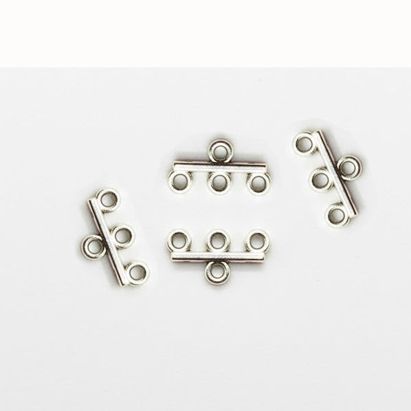 20pcs pkg. Silver Multi-Strand Bar Connectors – 3-to-1 Strand Link Separators for Jewelry Making – T-Bar Connectors for Necklaces & Bracelets