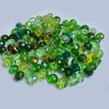 50 Grams Pkg. Crystal Glass Beads 4–7mm | Mixed Shapes & Sizes | Premium Shiny Beads for Jewelry Making, Colour Green Tone