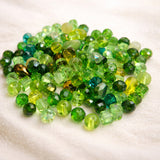 50 Grams Pkg. Crystal Glass Beads 4–7mm | Mixed Shapes & Sizes | Premium Shiny Beads for Jewelry Making, Colour Green Tone