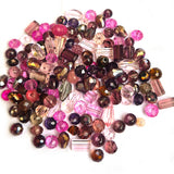 50 Grams, Crystal Glass Beads 4–7mm | Random Mixed Shapes & Sizes | Premium Shiny Beads for Jewelry Making, Colour pink Tone