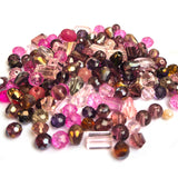 50 Grams, Crystal Glass Beads 4–7mm | Random Mixed Shapes & Sizes | Premium Shiny Beads for Jewelry Making, Colour pink Tone