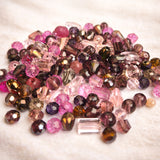 50 Grams, Crystal Glass Beads 4–7mm | Random Mixed Shapes & Sizes | Premium Shiny Beads for Jewelry Making, Colour pink Tone