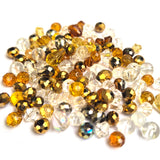 50 Grams Pkg. Crystal Glass Beads 4–7mm | Random Mixed Shapes & Sizes | Premium Shiny Beads for Jewelry Making, Colour Brown and White Tone