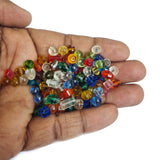 50 Grams, Crystal Glass Beads 4–7mm | Random Mixed Shapes & Sizes | Premium Shiny Beads for Jewelry Making, Colour Multi MixTone