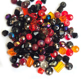 50 grams, Crystal Glass Beads 4–7mm | Random Mixed Shapes & Sizes | Premium Shiny Beads for Jewelry Making, Colour Red and Black Tone