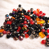 50 grams, Crystal Glass Beads 4–7mm | Random Mixed Shapes & Sizes | Premium Shiny Beads for Jewelry Making, Colour Red and Black Tone
