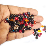 50 grams, Crystal Glass Beads 4–7mm | Random Mixed Shapes & Sizes | Premium Shiny Beads for Jewelry Making, Colour Red and Black Tone