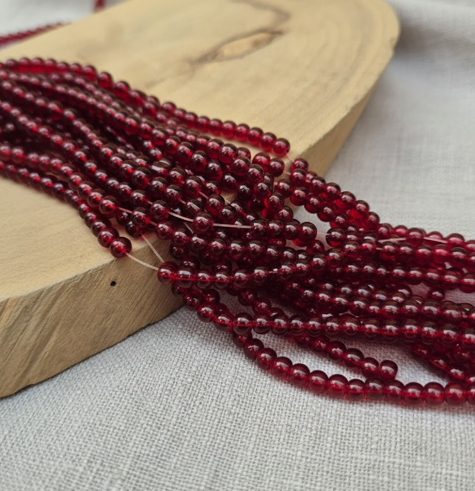 4mm Red Glass Beads – 1000+ Pieces Bulk Pack | Round Loose,Strings Beads for Jewelry Making, dark red color