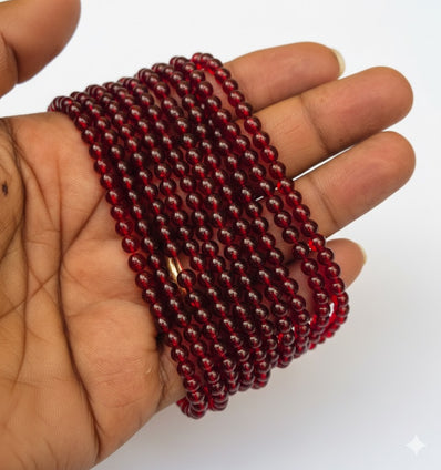 4mm Red Glass Beads – 1000+ Pieces Bulk Pack | Round Loose,Strings Beads for Jewelry Making, dark red color