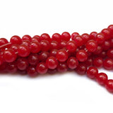 2 strings, 8mm Red Round Glass Beads – 100 Pieces Loose / Full String | Smooth Glossy Jewelry Making Beads