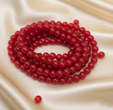 2 strings, 8mm Red Round Glass Beads – 100 Pieces Loose / Full String | Smooth Glossy Jewelry Making Beads
