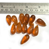 Glass Tear Drop Side Hole Beads – 20pcs Transparent Amber orange Drop Shape Jewelry Making Beads