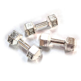 5pcs Dumbbell Beads Antique Silver – Metal Tube Spacer Beads for Jewelry Making