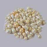 50g Mixed Glass Pearl Beads Assortment 4mm–12mm, White, Cream & Off White, Economy Quality Beads for Jewelry Making & DIY Crafts