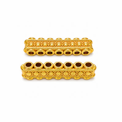 10 Pcs Gold Plated 7 Hole Spacer Bar Beads | 8x30MM Multi Strand Connector Beads for Jewelry Making | Bracelet & Necklace Findings