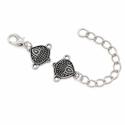 10 Pcs Silver Plated Necklace & Bracelet Extension Chains with Decorative Connectors | Adjustable Jewelry Extender Chains for Jewelry Making