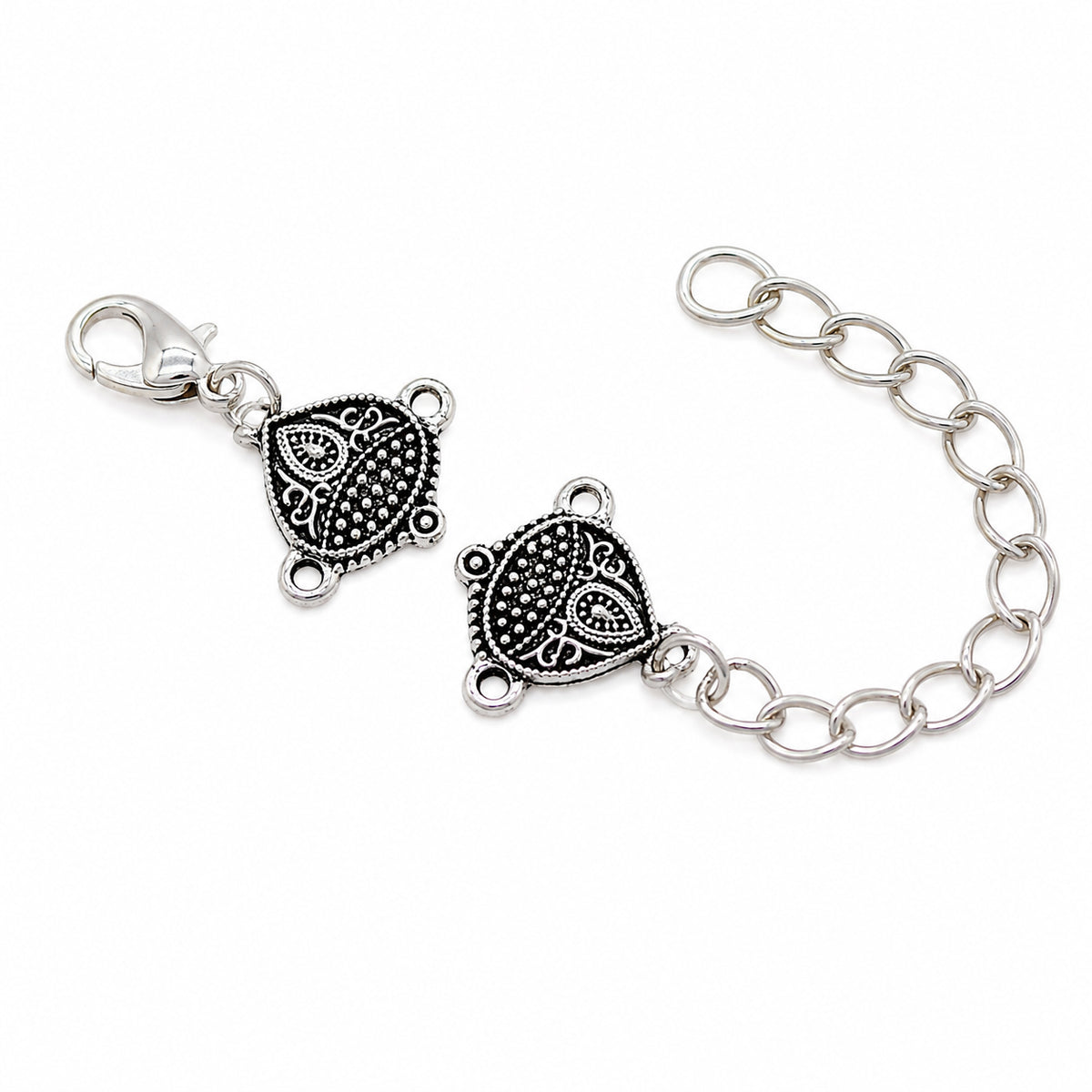 10 Pcs Silver Plated Necklace & Bracelet Extension Chains with Decorative Connectors | Adjustable Jewelry Extender Chains for Jewelry Making