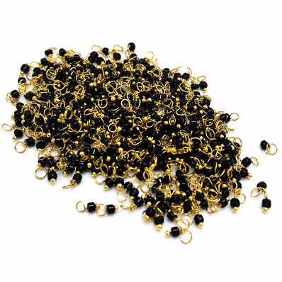 Black, 500 Pcs Lorial Charms with Gold Loop | 11/0 Seed Bead Dangles for Necklace, Earrings, Bracelets & DIY Jewelry Making