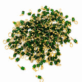 Green, 500 Pcs Loreal Seed Bead Charms 11/0 (2mm) with Loop | Gold Wrapped Glass Bead Connectors for Jewelry Making