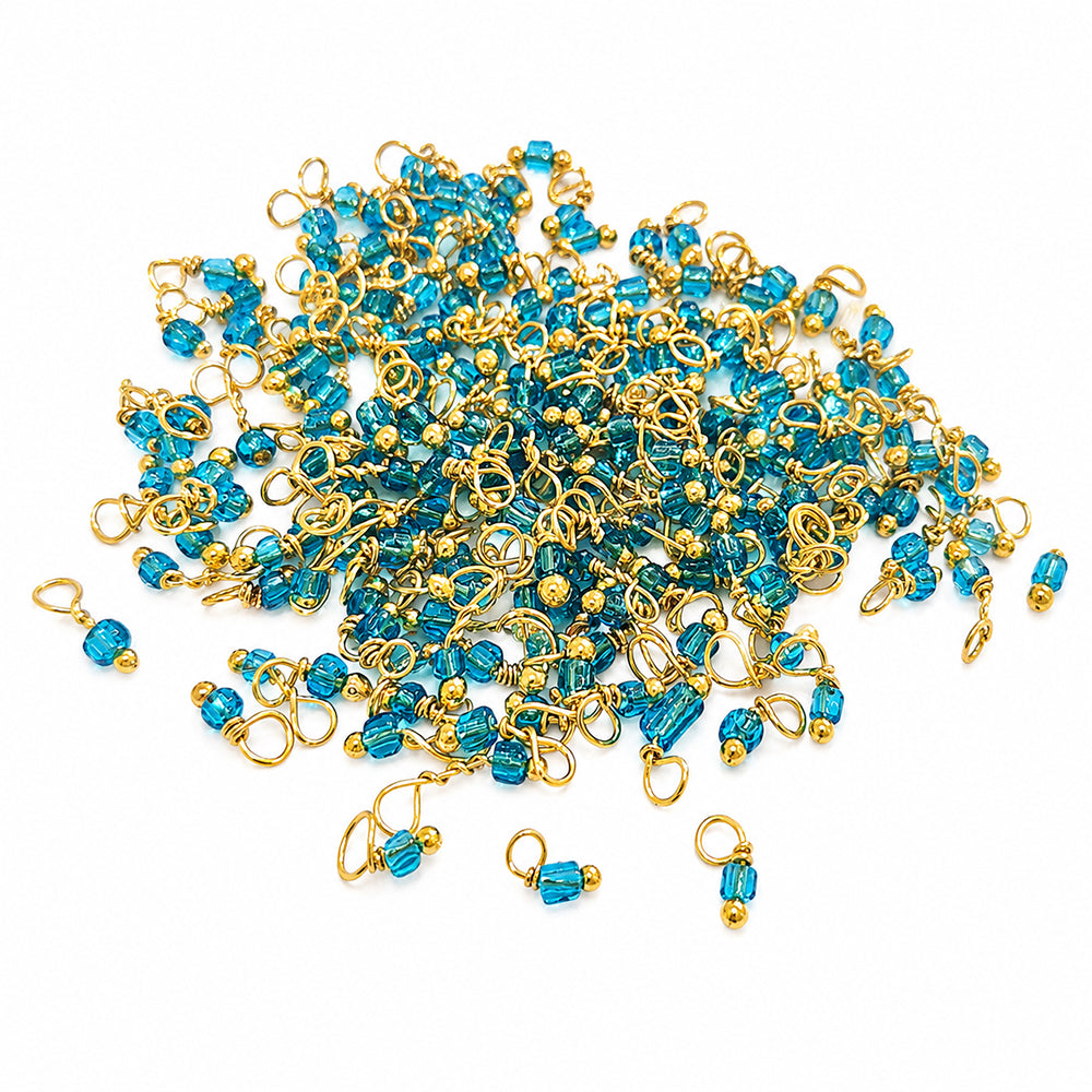 500 Pcs Loreal Seed Bead Charms 11/0 (2mm) with Loop | Gold Wrapped Glass Bead Connectors for Jewelry Making