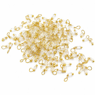 White, 500 Pcs Loreal Seed Bead Charms 11/0 (2mm) with Loop | Gold Wrapped Glass Bead Connectors for Jewelry Making