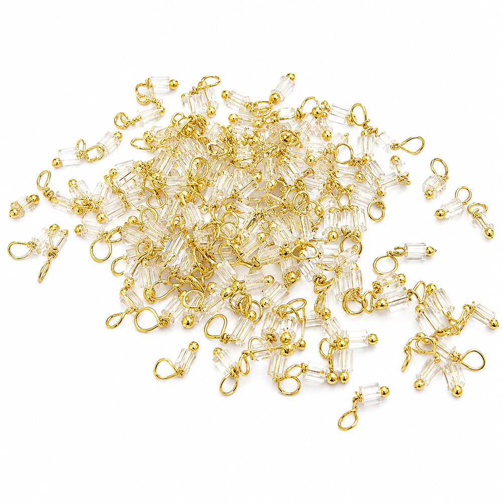White, 500 Pcs Loreal Seed Bead Charms 11/0 (2mm) with Loop | Gold Wrapped Glass Bead Connectors for Jewelry Making