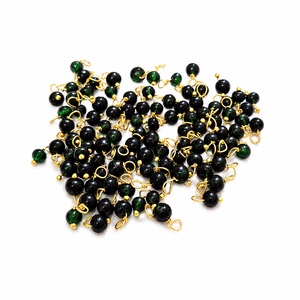 500 Pcs Dark Green Loreal Charms 6/0 (4mm) Glass Bead Charms with Gold Loop for Jewelry Making, Earrings, Bracelets & Necklaces