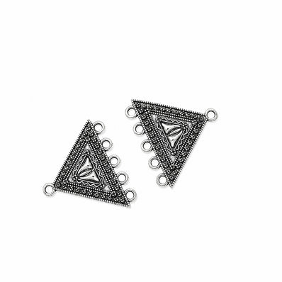 10 Pcs Oxidized Silver Triangle Connector Findings 30x26mm | Multi Loop Jewelry Connectors for Necklace, Earrings & Bracelet Making