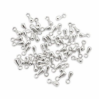 100 Pcs Small Metal Drop Charms 3x8mm Silver Tone Pendant Drops for Jewelry Making, Earrings, Bracelets & DIY Crafts