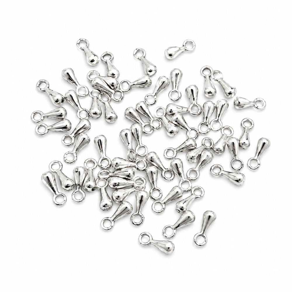 100 Pcs Small Metal Drop Charms 3x8mm Silver Tone Pendant Drops for Jewelry Making, Earrings, Bracelets & DIY Crafts