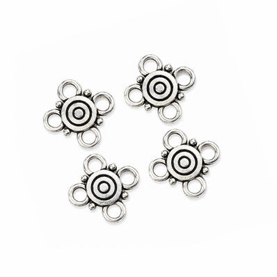 20 Pcs 4 Loop Connector Charms 12mm Antique Silver Connectors for Earrings, Necklaces, Bracelets & DIY Jewelry Making