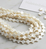 10mm White Flower Shape MOP Beads Strand | Mother of Pearl Clover Beads | Jewelry Making Supplies | Approx. 32 Beads Per String