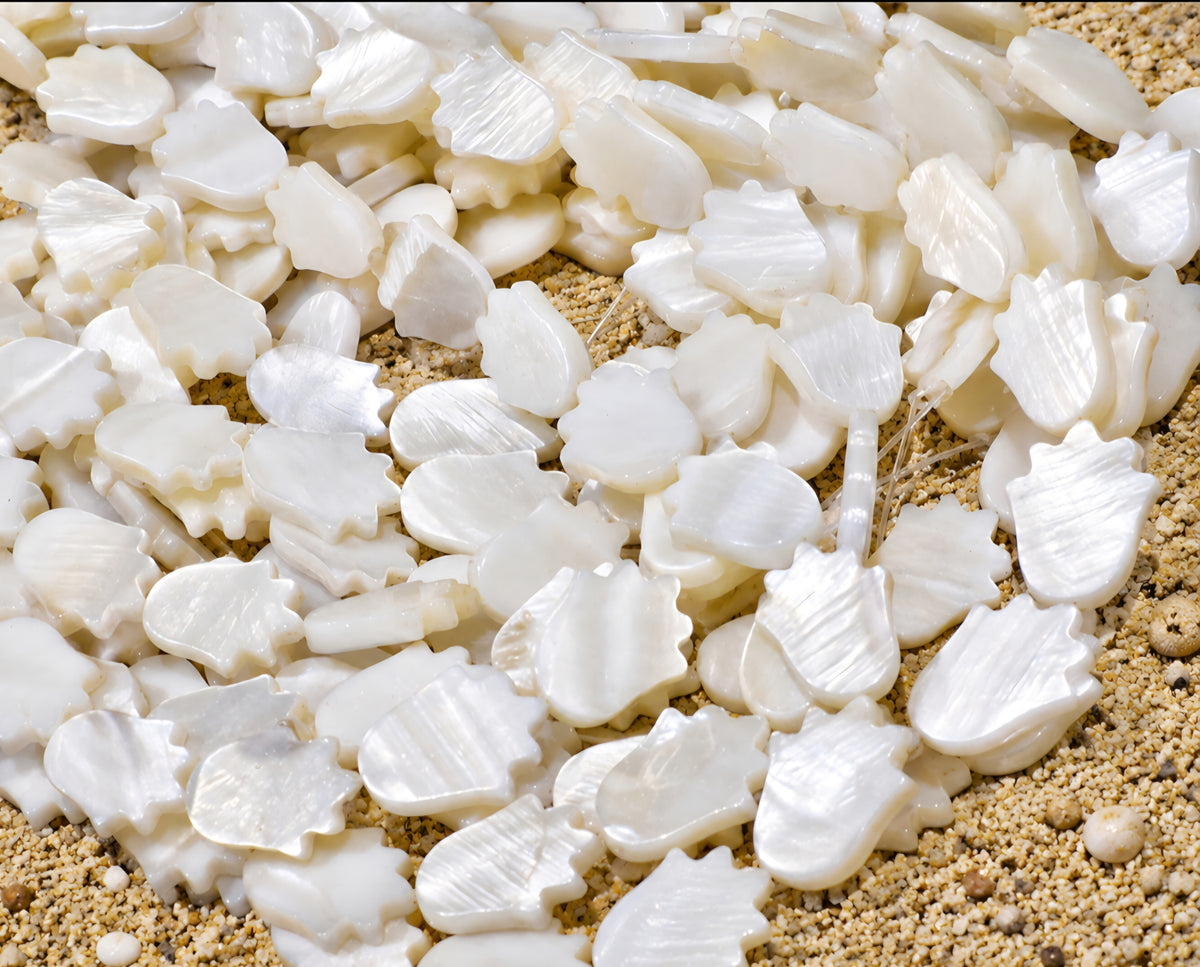 12x16mm White Tulip Shape Mother of Pearl (MOP) Beads Strand | Natural Shell Beads | Approx. 26 Beads Per String