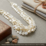10mm White Flower Mother of Pearl (MOP) Beads Strand | Natural Shell Clover Beads | Approx. 41 Beads Per String