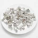 100 PCS Mixed Assorted Alloy Metal Beads – Shiny Silver Plated Jewelry Making Beads