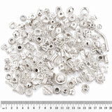 100 PCS Mixed Assorted Alloy Metal Beads – Shiny Silver Plated Jewelry Making Beads