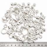 100pcs CCB Acrylic Metallic Silver Beads Mix – Lightweight Silver Tone Spacer & Decorative Beads Assortment