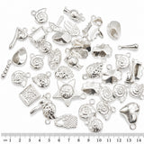 100pcs CCB Acrylic Charms Mix – Metallic Silver Tone Lightweight Charms for Jewelry Making