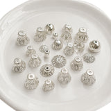 200pcs Filigree Bead Caps Mix Assortment – Silver Plated Metal Bead Caps for Jewelry Making