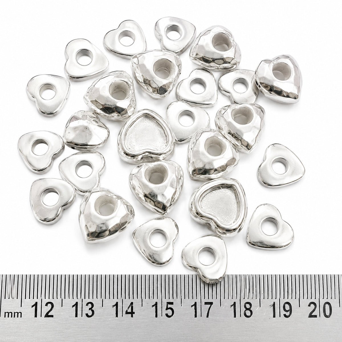 100pcs Heart Shape CCB Acrylic Spacer Beads – Silver Plated Lightweight Plastic Beads