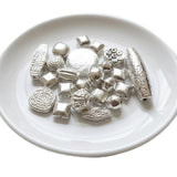 Large Aluminum Metal Beads Mix – Shiny Silver Plated Assorted Beads for Jewelry Making, Sold Per 200 Grams Pack