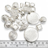 Large Aluminum Metal Beads Mix – Shiny Silver Plated Assorted Beads for Jewelry Making, Sold Per 200 Grams Pack