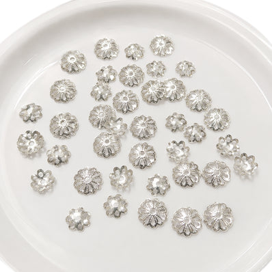 500pcs Flower Bead Caps 7mm & 9mm mix – Silver Plated Lightweight Metal Bead Caps