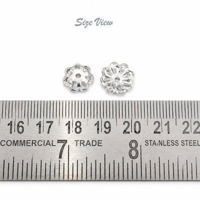 500pcs Flower Bead Caps 7mm & 9mm mix – Silver Plated Lightweight Metal Bead Caps