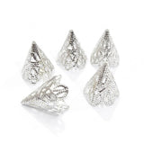 30pcs Large Cone Bead Caps – Silver Plated Lightweight Filigree End Caps for Jewelry Making